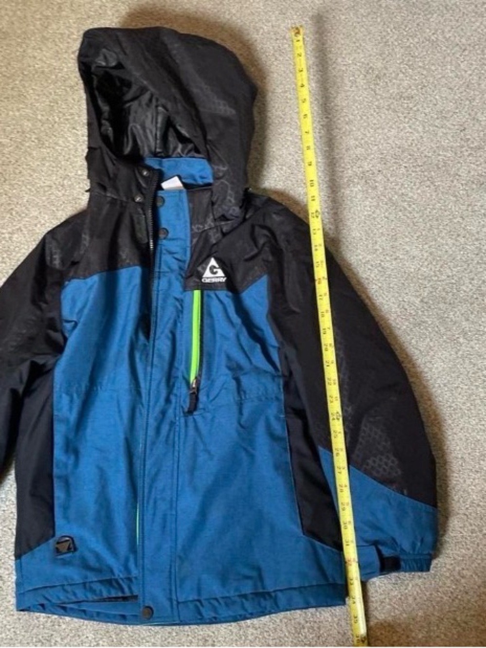 Gerry Weber Kids Blue and Black Hooded Rain Jacket with Green Zip